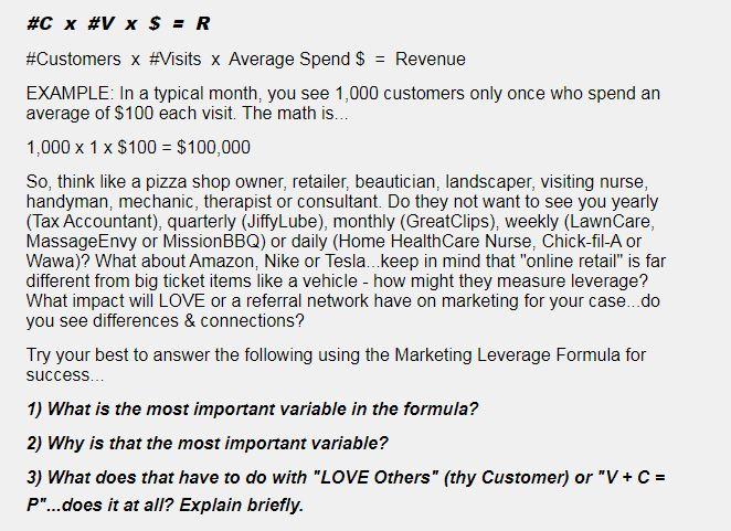 #CHVS=R \#Customers x# \#isits x Average Spend $=