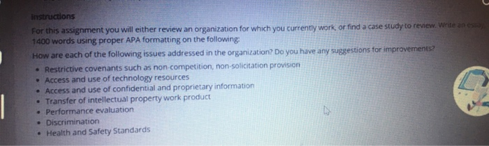 Instructions For this assignment you will either