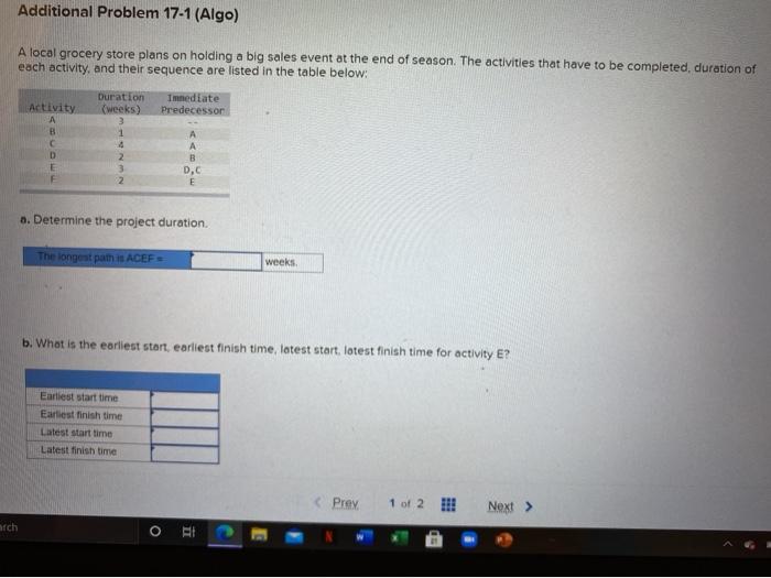 I need help please Additional Problem 17-1 (Algo)