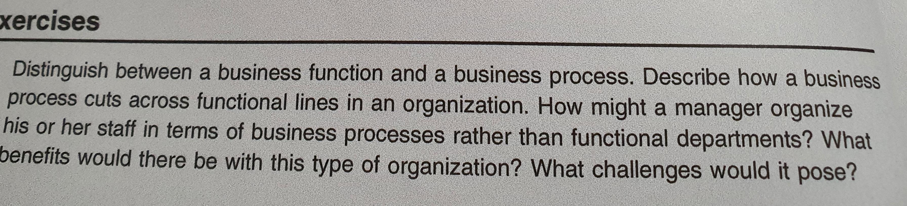 xercises Distinguish between a business function