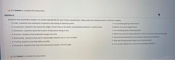Click Submit to complete this assessment Question