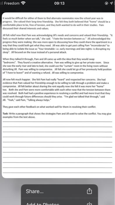 B. Conflict resolution scenario Pam and il are