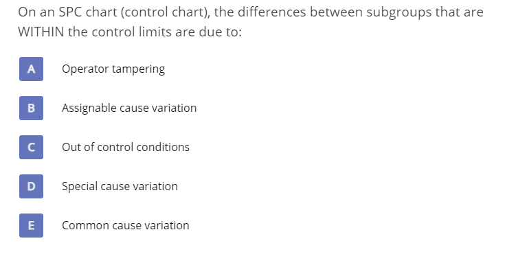 On an SPC chart (control chart), the differences