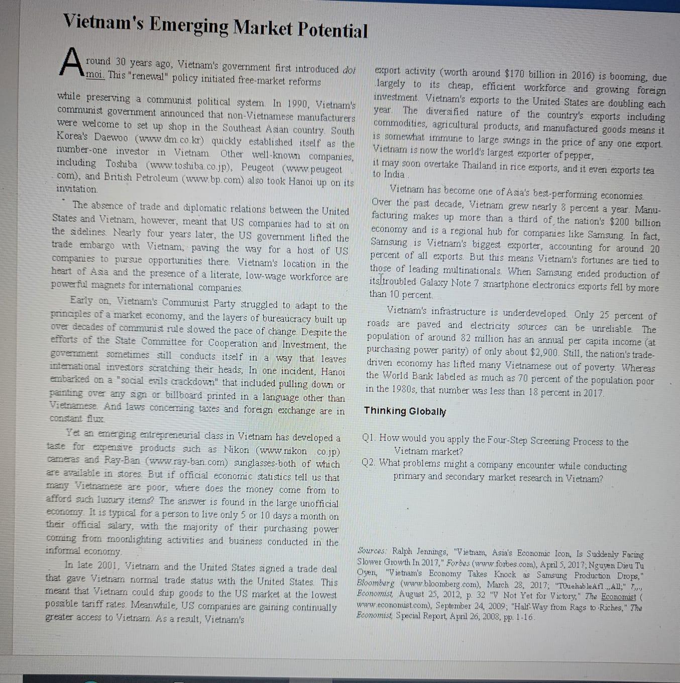 an Vietnam's Emerging Market Potential A. round