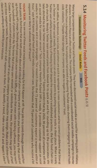 5.14 Monitoring Twitter Feeds and Facebook Posts