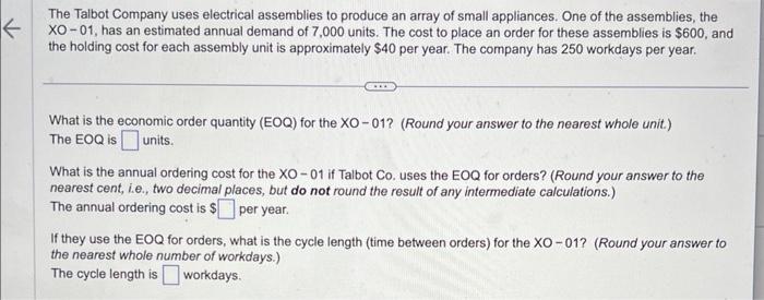 The Talbot Company uses electrical assemblies to