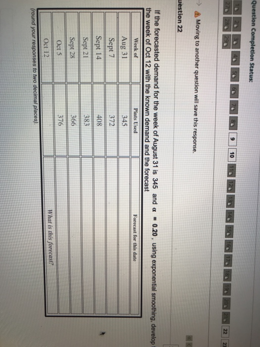 Question Completion Status: Moving to another