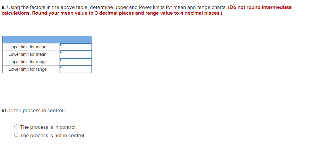 Problem 10-3 (Static) The time in minutes to