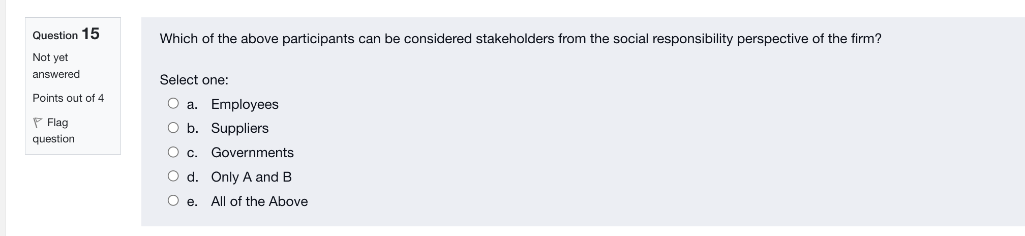 Question 16 Is it (A) True or (B) False that: