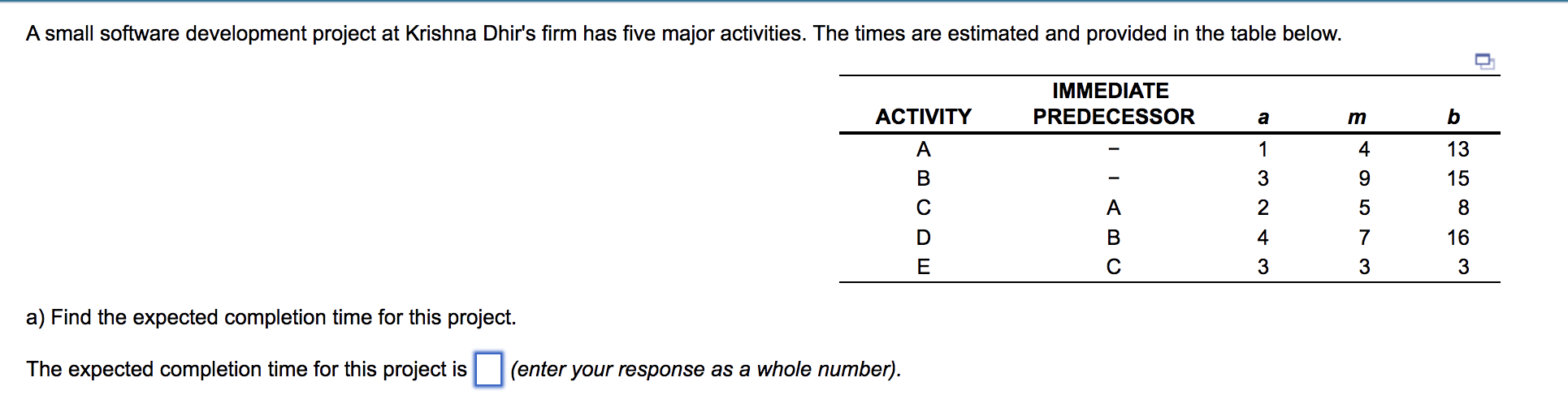 A small software development project at Krishna