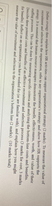 Define strategy then explain how HR activities