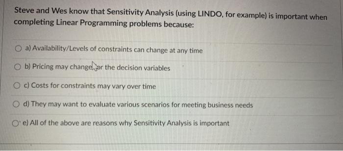 Steve and Wes know that Sensitivity Analysis