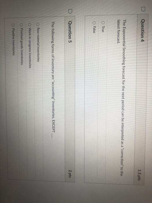 Question 2 1.5 pts Demand exhibits a "trend"