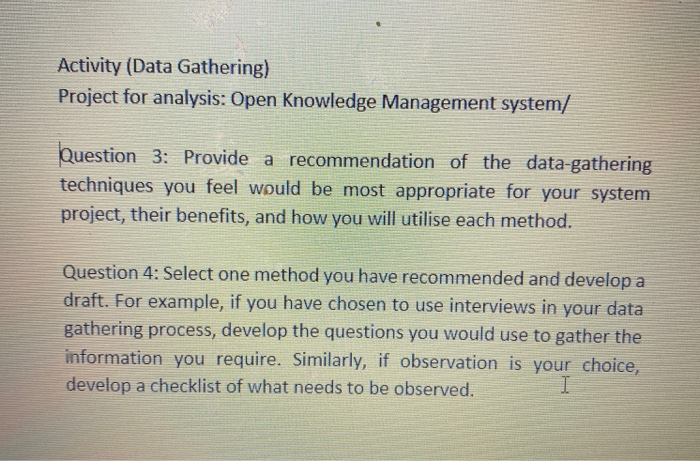 Activity (Data Gathering) Project for analysis: