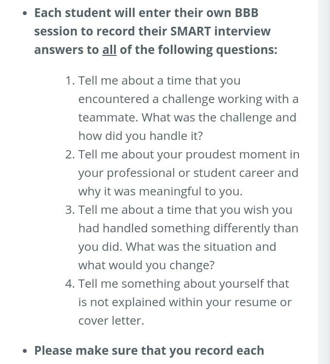 Recorded interview assignment Each student will