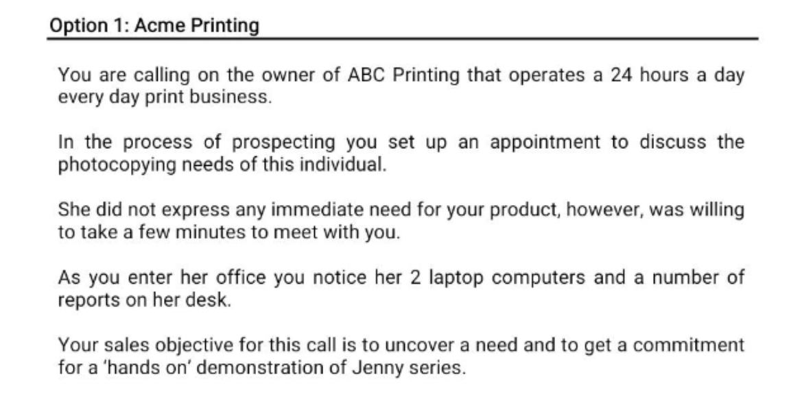 ROLE PLAY 1 ROLE PLAY - second appointment with