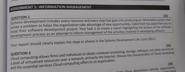 ASSIGNMENT 5: INFORMATION MANAGEMENT (20)