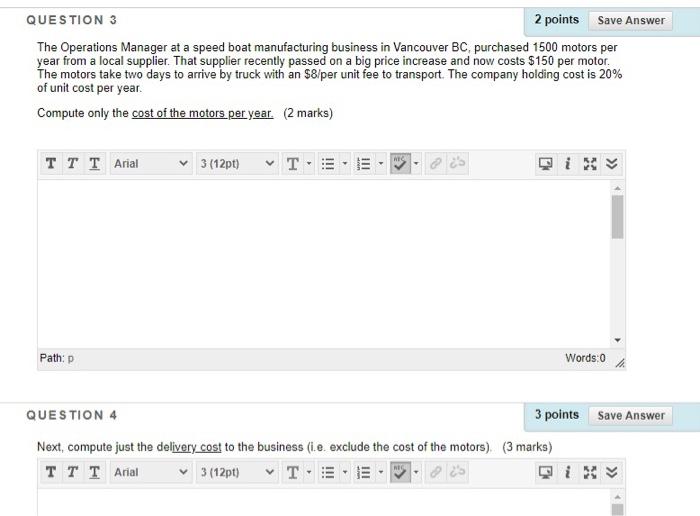 QUESTION 3 2 points Save Answer The Operations