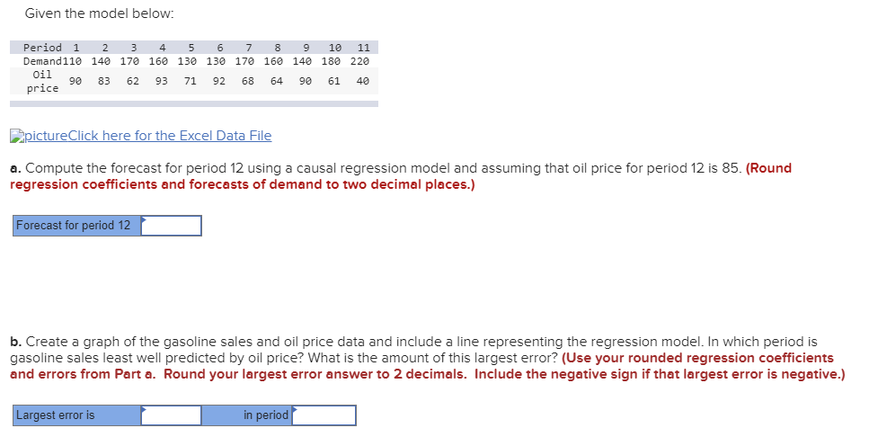 Given the model below: Period 1 2 3 4 5 6 7 8 9