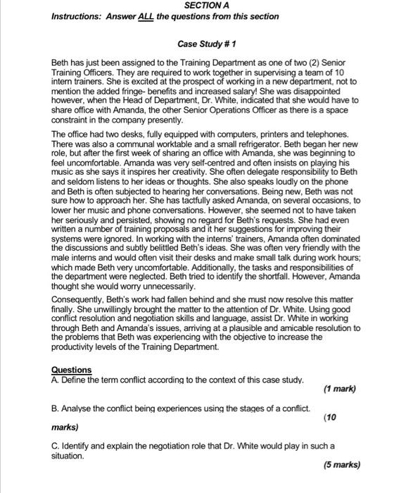 SECTION A Instructions: Answer ALL the questions