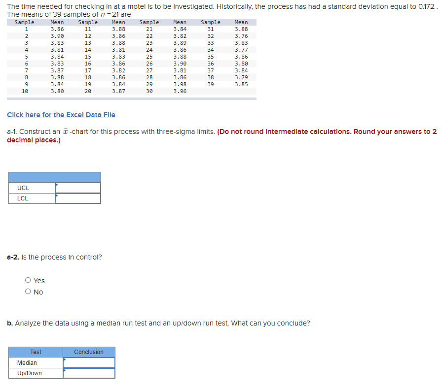 The time needed for checking in at a motel is to