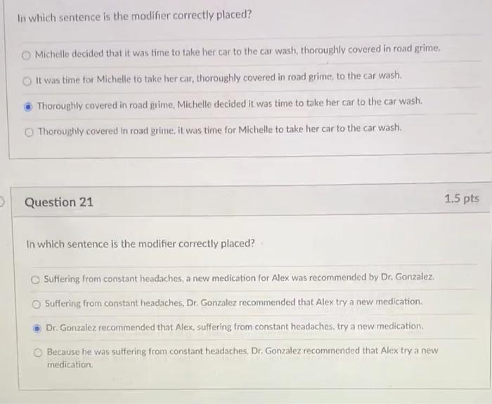 1. pe Which sentence demonstrates parallel