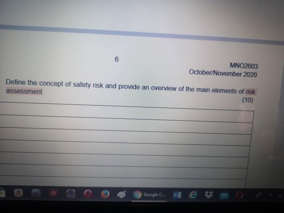 6 MNO2603 October/November 2020 Define the