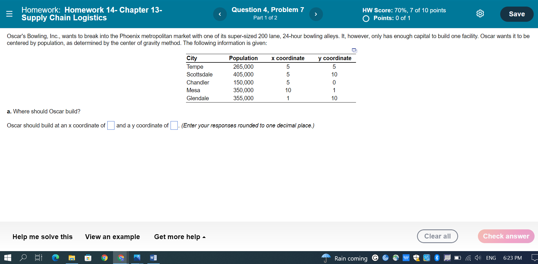 b- If Oscar wanted to relocate to the closest