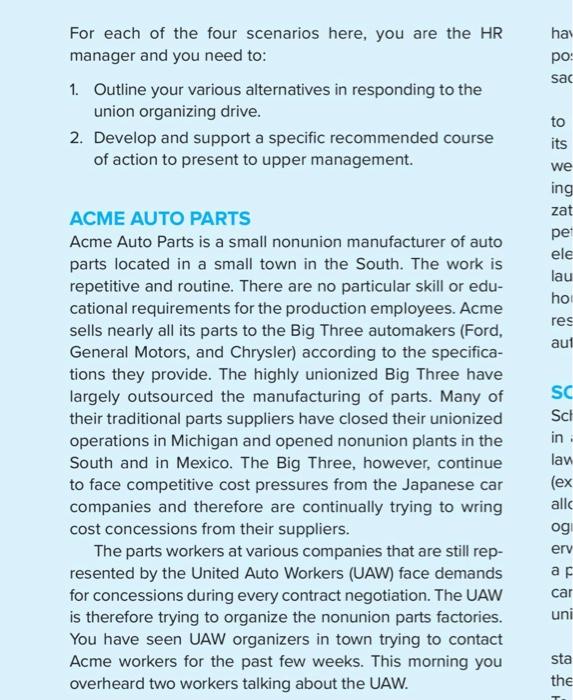 asbwer question 2 for the article on Acme auto