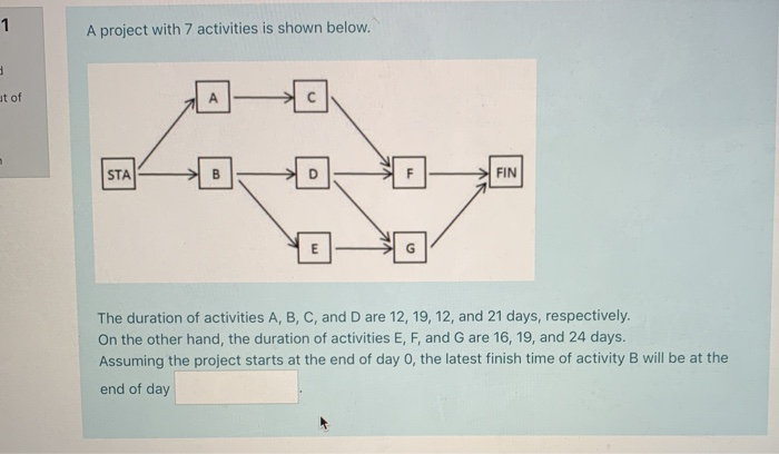 1 A project with 7 activities is shown below. ut