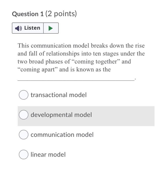 Question 1 (2 points) 1) Listen This