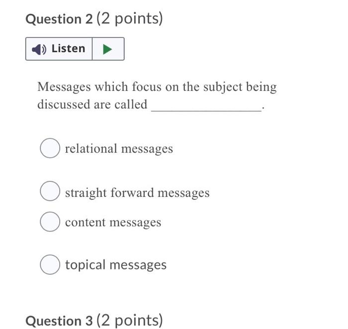 Question 1 (2 points) 1) Listen This