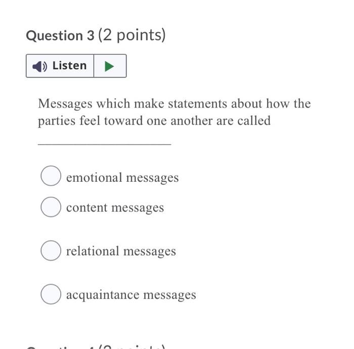 Question 1 (2 points) 1) Listen This