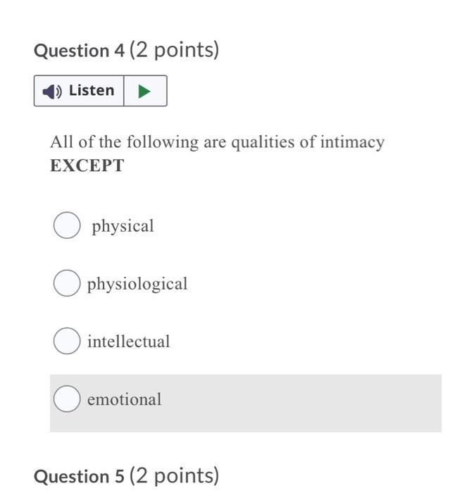 Question 1 (2 points) 1) Listen This