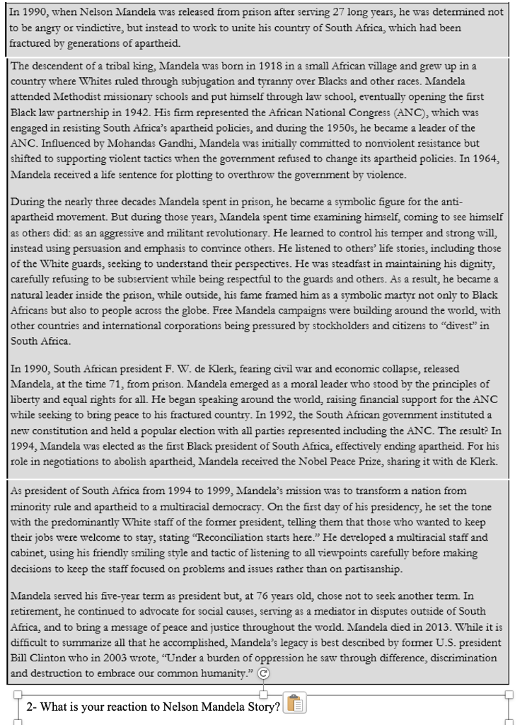 In 1990, when Nelson Mandela was released from