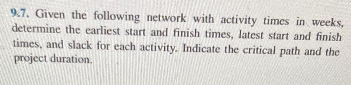 9.7. Given the following network with activity