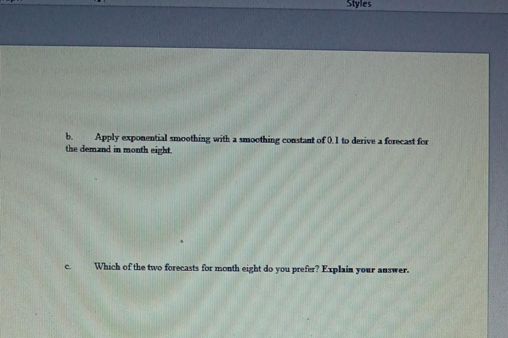 The data below represent the demand for a new
