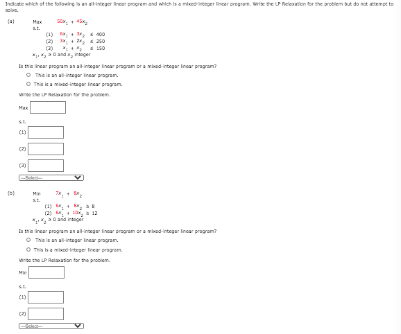 Indicate which of the following is an all-integer