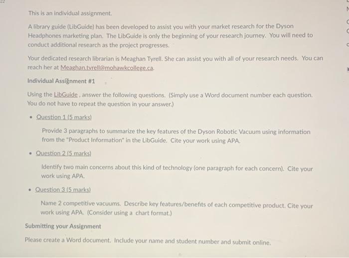 This is an individual assignment. A library guide