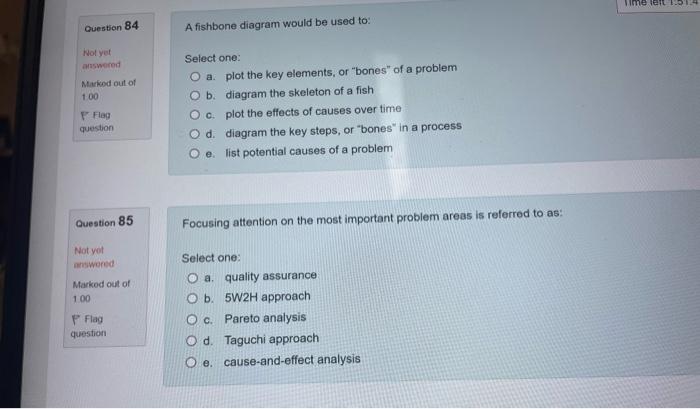 ime teil 1 Question 84 A fishbone diagram would