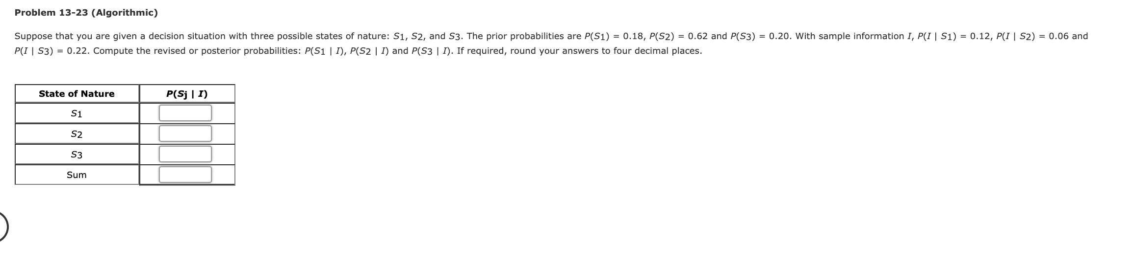 Please answer the probabilities (s1,s2, s3) and