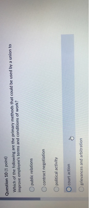 Question 9 (1 point) Which of the following would