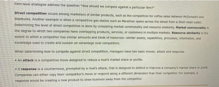 answer both parts please Firm-level strategies