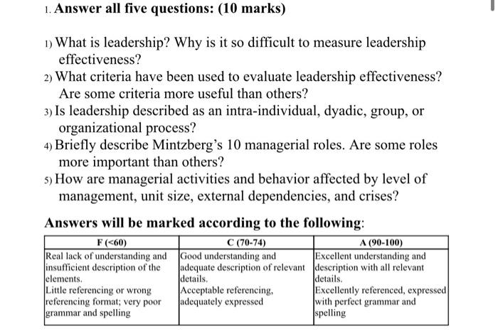 500 words if you please 1. Answer all five