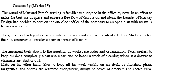 1. Case study (Marks 15) The sound of Matt and