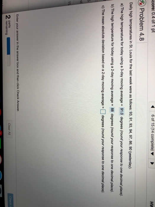 also need MSE on a 2 day schedule average, and