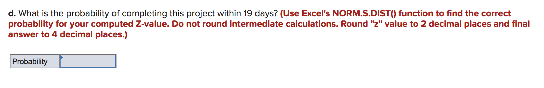 The following represents a project that should be