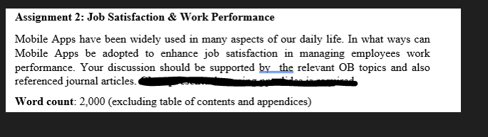Assignment 2: Job Satisfaction \& Work