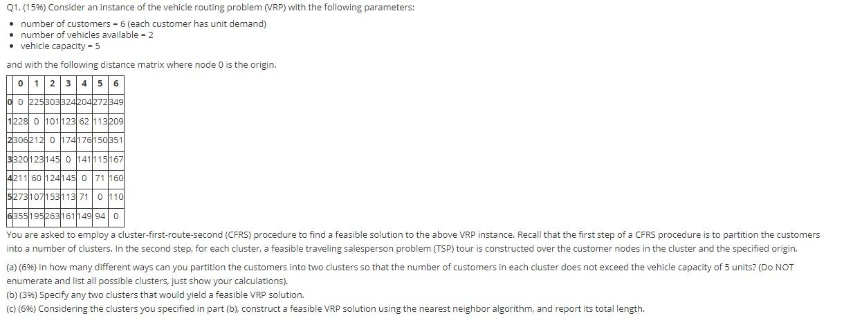 Q1. (1596) Consider an instance of the vehicle