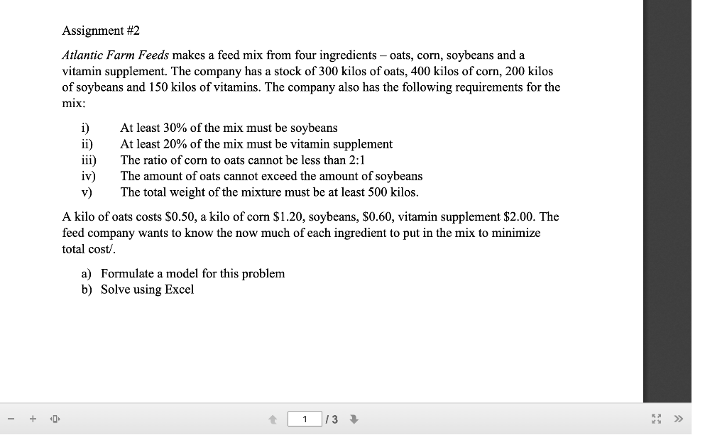 Assignment #2 Atlantic Farm Feeds makes a feed